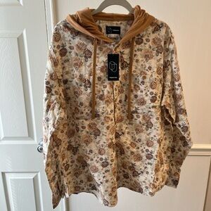 Original Use Floral Hoodie - Tan and Cream